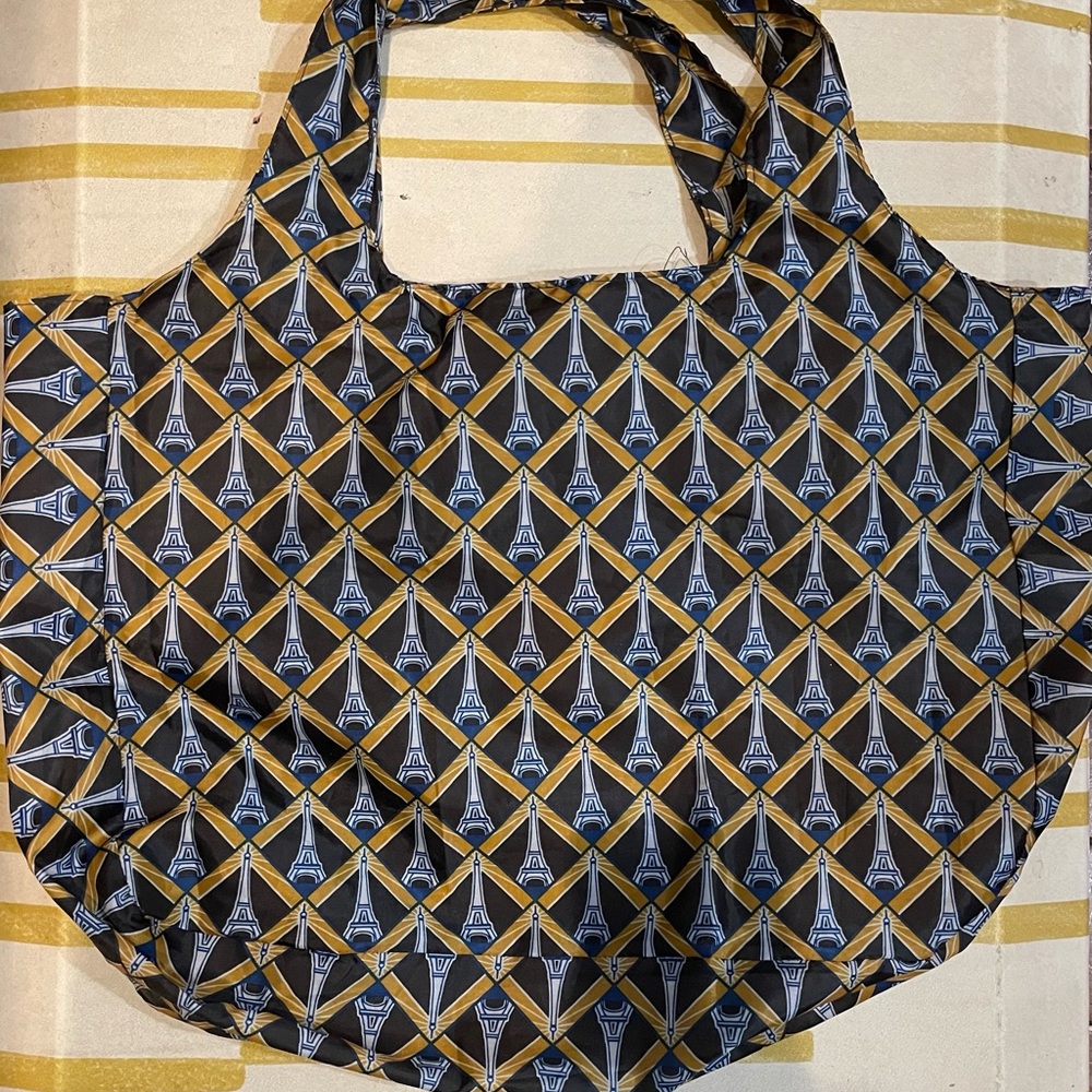 MONOPRIX French Shopper Tour de Eiffel Black and Gold Tote Bag